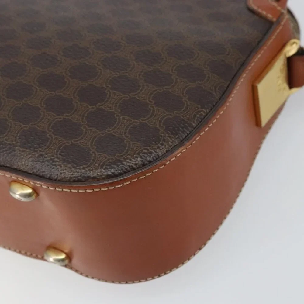 Authentic CELINE Macadam Canvas Shoulder Bag PVC Leather Brown Gold - Picture 6 of 16